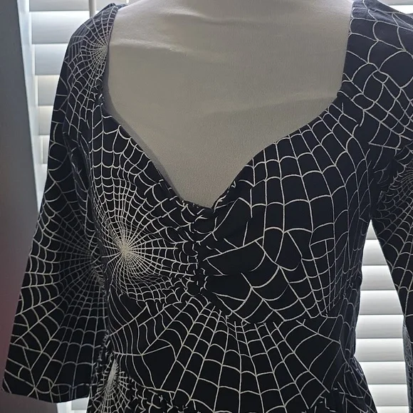 Wicked Swing Dress in Vintage Spiderweb Print - Vixen by Micheline Pitt LARGE - Picture 3 of 8